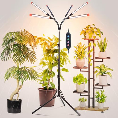 FRGROW 6Head Grow Light with Stand for Tall and Large Indoor Plants - size: Stand-6Head-54W