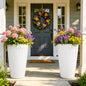 Autodaya 20" Tall Fluted Resin Planters Set of 2 with Drainage Holes - color: White Fluted-20"h
