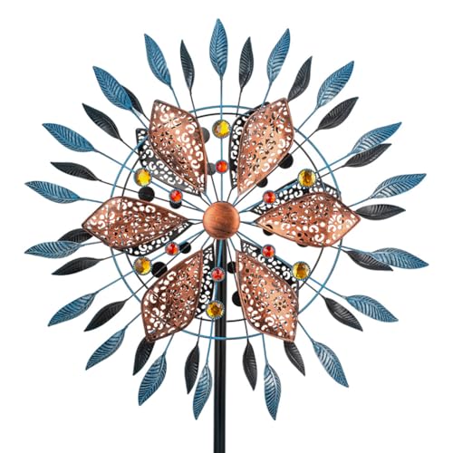Stargarden Large Wind Spinners Outdoor, 23 Inch Metal Wind Spinner - color: Blue Copper-23"