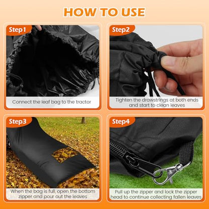 78.7"x51.1" 420D Oxford Lawn Tractor Grass Bag for 54" Riding Mowers - size: 78.7x51.1 Inch