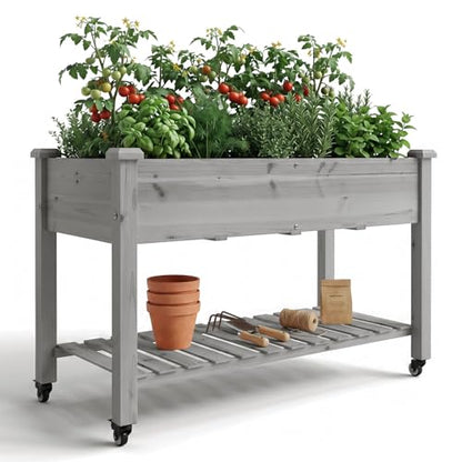 Garvee 48x24x32 Raised Garden Bed w/Lockable Wheels