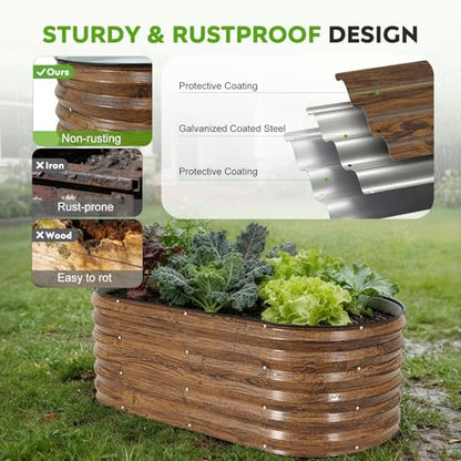 Galvanized Raised Garden Bed - 2PCS 4x2x1.4ft Metal Planter Box Brown - color: Brown, size: 4x2x1.4ft(2pcs)