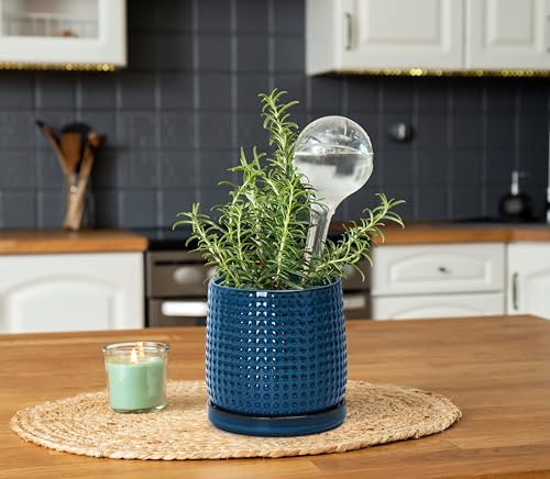 D'vine Dev 2-Pack Beaded Ceramic Pots, 6 in, Midnight Blue, 27-E-X-3 - color: Midnight Blue