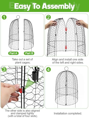 Kalolary 8 Packs Plant Protectors from Animals Large Wire Plants Cage - style: Cloche