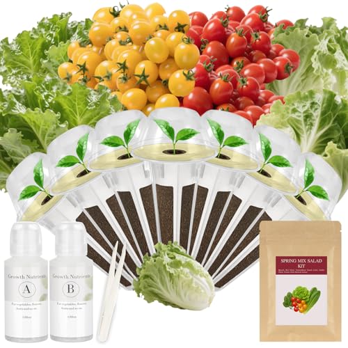 Spring Mix Salad Seed Pod Kit for AeroGarden, idoo, Ahopegarden, MUFGA with Red Cherry Tomato, Golden Cherry Tomato, Buttercrunch Lettuce, and Green Romaine Lettuce - Compatible with All Garden(7-Pod) - color: Majero-Spring Mix Salad