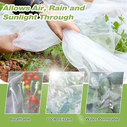 Garden Netting 5'x20' Insect Pest Barrier Bird Netting for Garden Protection,Row Cover Mesh Netting for Vegetables Fruit Trees and Plants,White - size: 5FT*20FT