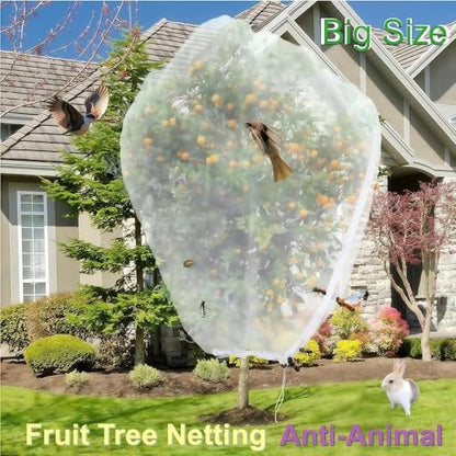 Extra Large Fruit Tree Netting 2 Pack 12×10Ft with Drawstring & Zipper - Reusable Plant Protection Bag, Heavy Duty PE Mesh Cover for Blueberry Bushes - Blocks Birds/Deer/Squirrels - size: 12×10Ft