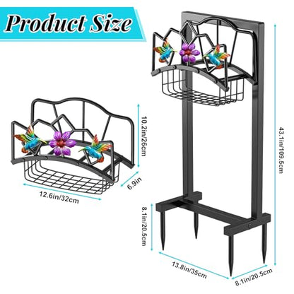 Garden Hose Holder, Heavy Duty Metal Water Hose Holder with Storage Basket, Freestanding Hose Stand Hanger, Sturdy Hoses Storage Rack 150-feet for Outside Yard Lawn - style: Hummingbird+Basket