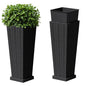 Devoko Resin 23.6'' Tall Planters, Large Taper Outdoor Planter - color: Black, size: 23.6" With Trays