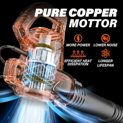 MAXLANDER 7-Amp Electric Leaf Blower, Handheld Blowers for Lawn Care - color: Orange