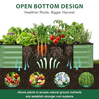2 Pack 6x3x1 FT Galvanized Raised Garden Bed, Green - size: 6x3x1 (Pack of 2)
