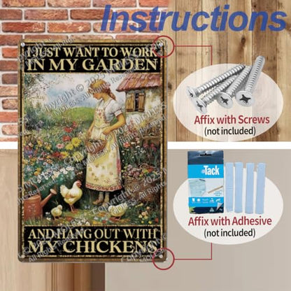8x12″ Chicken Coop Sign, Funny Garden Decor, Garden & Chickens, 2486 - style: Hangout with Chickens