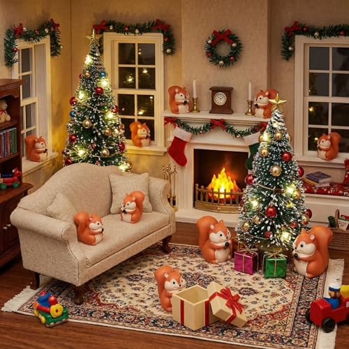 Threehoney 50 Pcs Mini Resin Animal, Miniature Figurines Bulk, Squirrel - style: Squirrel Style