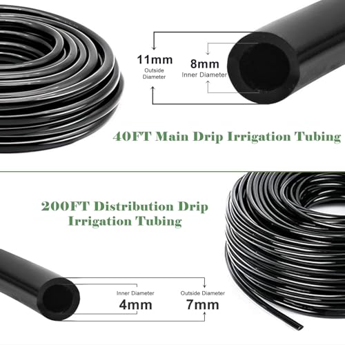 200FT+40FT Drip Irrigation System, Garden Watering System