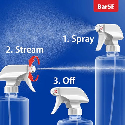 Bar5F Plastic Spray Bottles with Mixor Trigger, 32 oz, Pack of 2