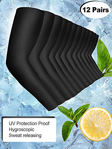 Bememo 12 Pairs UV Arm Sleeves Cooling Cover for Women Men - color: Black