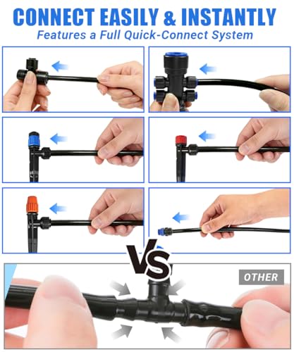 40FT Main tube1/2 Drip Irrigation System Kit with 40 Adjustable Nozzles - size: Drip 40 Nozzles+237FT All Quick-connect