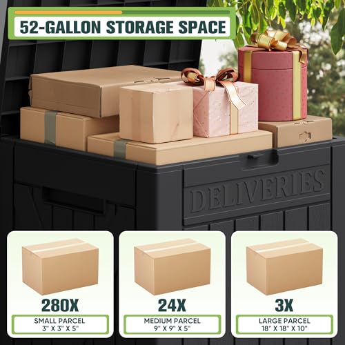 Greesum 52 Gallon Large Outdoor Package Delivery Box, Black - color: Black, size: 52 Gallon