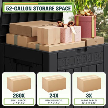 Greesum 52 Gallon Large Outdoor Package Delivery Box, Black - color: Black, size: 52 Gallon