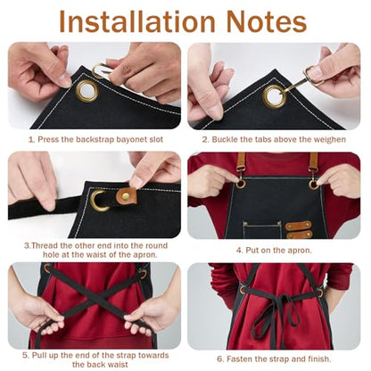 Woodworking Apron Heavy Wax Canvas Work Apron - color: Black