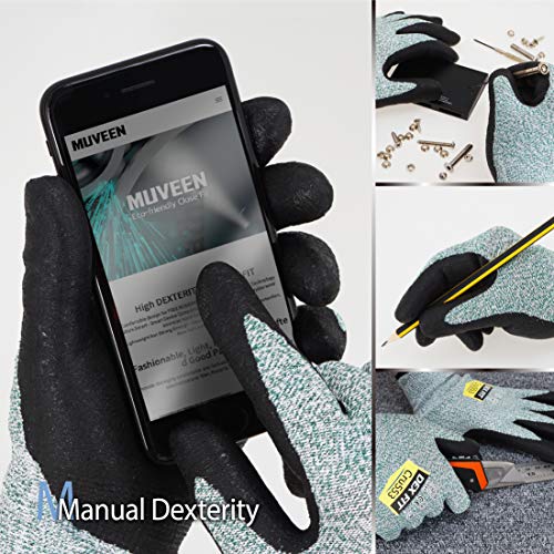 DEX FIT Level 5 Cut Resistant Gloves Cru553, 3D-Comfort Fit, Firm Grip, Thin & Lightweight, Touch-Screen Compatible, Durable, Breathable & Cool, Machine Washable; Green L (9) 1 Pair - color: Green, size: Large