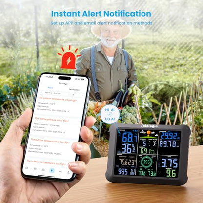 Sainlogic WiFi Smart Weather Station 14-in-1 with 24/7 Accurate Weather Forecast by Weatherseed AI, 8.5" Large Display, Wind Gauge, 2-Year Data Storage & Export (Only 2.4G)