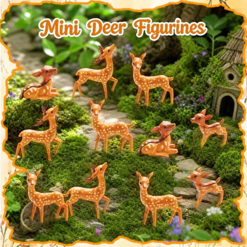 Exasinine 12 Pcs Mini Deer Figurines, Woodland Animal Decor
