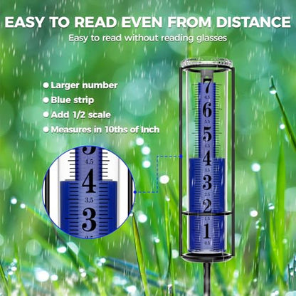 Upgraded Rain Gauge Outdoor, Really Freeze Proof, Easy Reading
