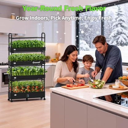 Growell 120 Pods Large Hydroponics Growing System Kit, Indoor Hreb Garden - color: Black, size: 36" - 4 Tier (120 Pods)