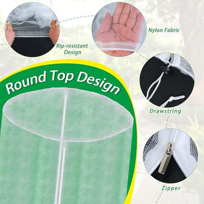 24"x59"Garden Netting with Zipper and Drawstring for Plant Cover Protection - size: 24"x59"
