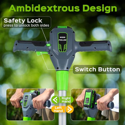 Weed Puller Tool, 21V Powerful Garden Tools Electric Weeding Tool - color: Green