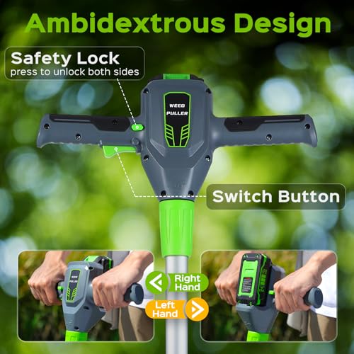 Weed Puller Tool, 21V Powerful Garden Tools Electric Weeding Tool - color: Green