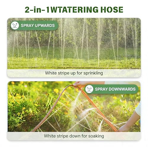 Sprinkler Hose with Holes 15FT, Flat Sprinkler Soaker Hose for Watering - color: Brown, size: 15FT
