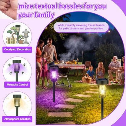 Qualirey 4 Pack Outdoor Solar Bug Zapper,Purple and Warm Light,Black - color: Black, size: Purple and Warm Light
