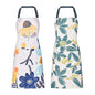 2 Pack Floral Apron for Women with Pockets, Adjustable Cotton Chef Aprons for Kitchen, Cooking, BBQ & Grill - color: Turquoise/Leaf