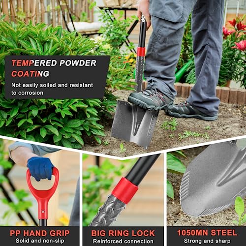Sharp Sawtooth Blade Round Garden Shovel Spade for Digging - style: Contemporary
