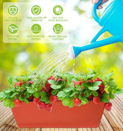 LOCONHA 7 Pack Window Box Planter, Plastic Vegetable Flower Planters Boxes - color: Brick Red