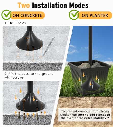3-Head Solar Lamp Post with Planter, 74" Solar Lamp Post Light - size: Clear Frame