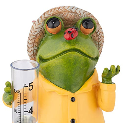 Relaxdays Rain Gauge Frog, Weatherproof, Indicator, H x W x D: 19 x 10.5 x
