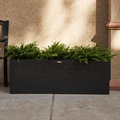 42" Large Rectangular Planter - Handmade Fiberglass Composite - color: Charcoal Gray, size: Large
