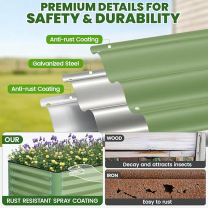 G GOOD GAIN Elevated Raised Garden Bed Kit with Leg, Rack, 2x4ft, Green - size: 2' x 4', style: Green with Legs & Storage Rack