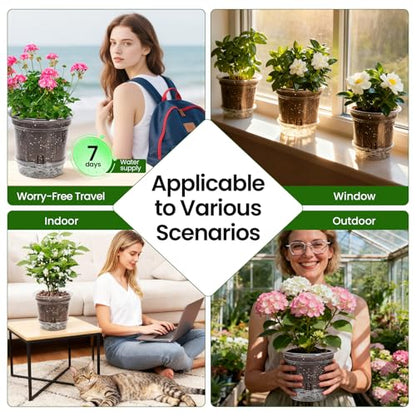 MIXC 12 Pack 5 Inch Self Watering Pots for Indoor Plants with Wicking Rope - size: 5 Inch (12 Pack)