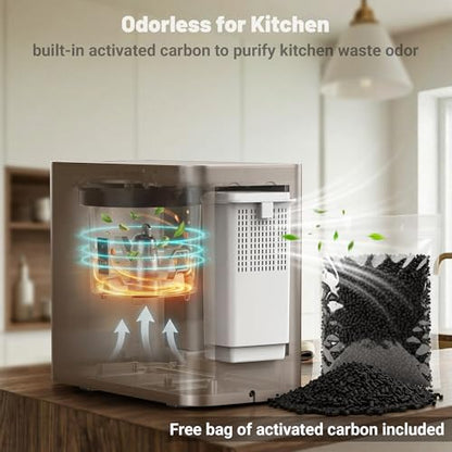 3.2L Electric Kitchen Composter, Smart Odorless, Auto-Cleaning, Low Noise - color: Gray