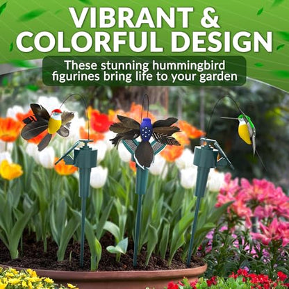 Solar Hummingbird Garden Stakes 3 Pcs, Fluttering Yard Decorations