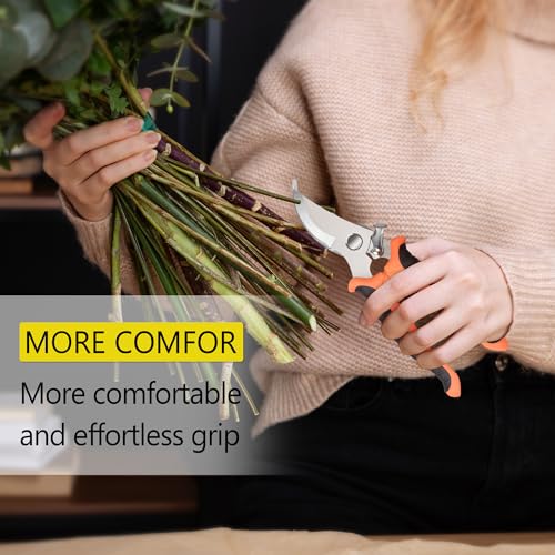 3Pcs Stainless Steel Garden Pruning Shears for Plants(Orange） - color: Orange