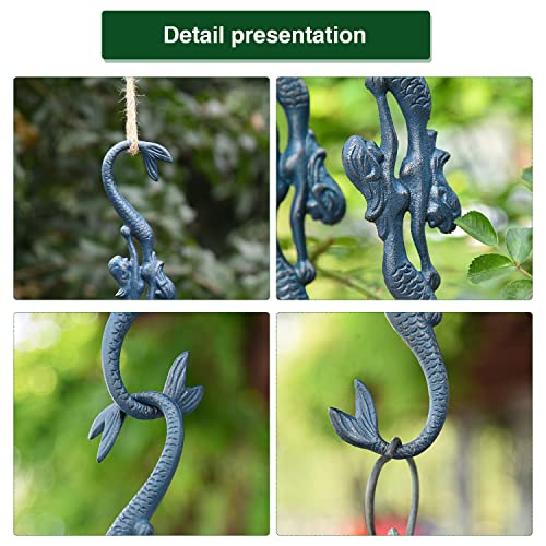 Sungmor Cast Iron Plant Hangers, 2PC Mermaid & 11 Inch Length, Large S Hooks for Hanging Plants, Ceiling Extender Hooks for Hanging Flower Basket, Planter, Macrame Plant Holder, Lantern, Windchime - color: Mermaid Hooks- 2pcs