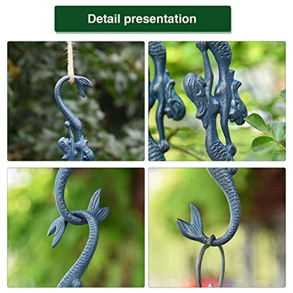 Sungmor Cast Iron Plant Hangers, 2PC Mermaid & 11 Inch Length, Large S Hooks for Hanging Plants, Ceiling Extender Hooks for Hanging Flower Basket, Planter, Macrame Plant Holder, Lantern, Windchime - color: Mermaid Hooks- 2pcs