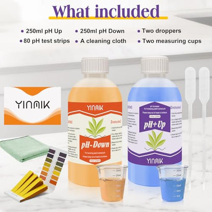 YINMIK General Hydroponic pH Up Down Liquid, pH Control kit Adjust pH Level - color: Orange Blue pH Up Down