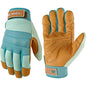 Wells Lamont Women's HydraHyde Leather Hybrid Gloves - color: Turquoise/Tan, size: Medium, style: 1-pack