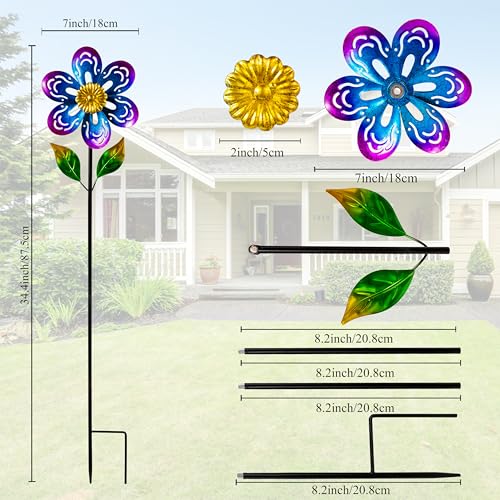 Viveta 2 Pack Wind Spinners,Flower Garden Sculpture - color: Flowers